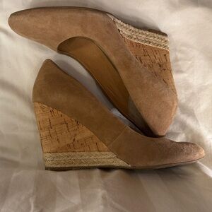 Franco Sarto Tan Suede Cork Espadrille Wedges